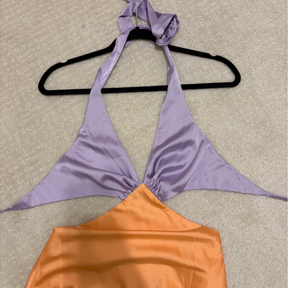 Beginning Boutique Lavender and Orange Midi Dress